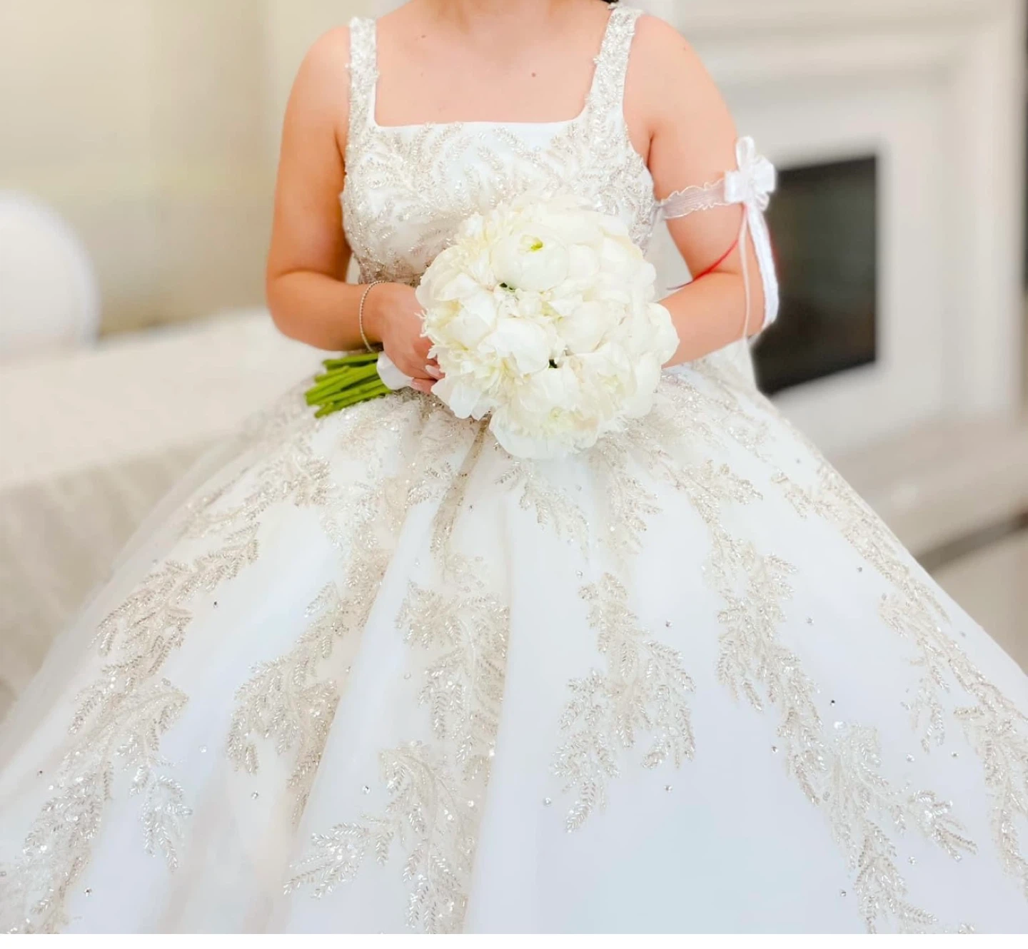 White Wedding Dress with Silver Embellishments - photo 2
