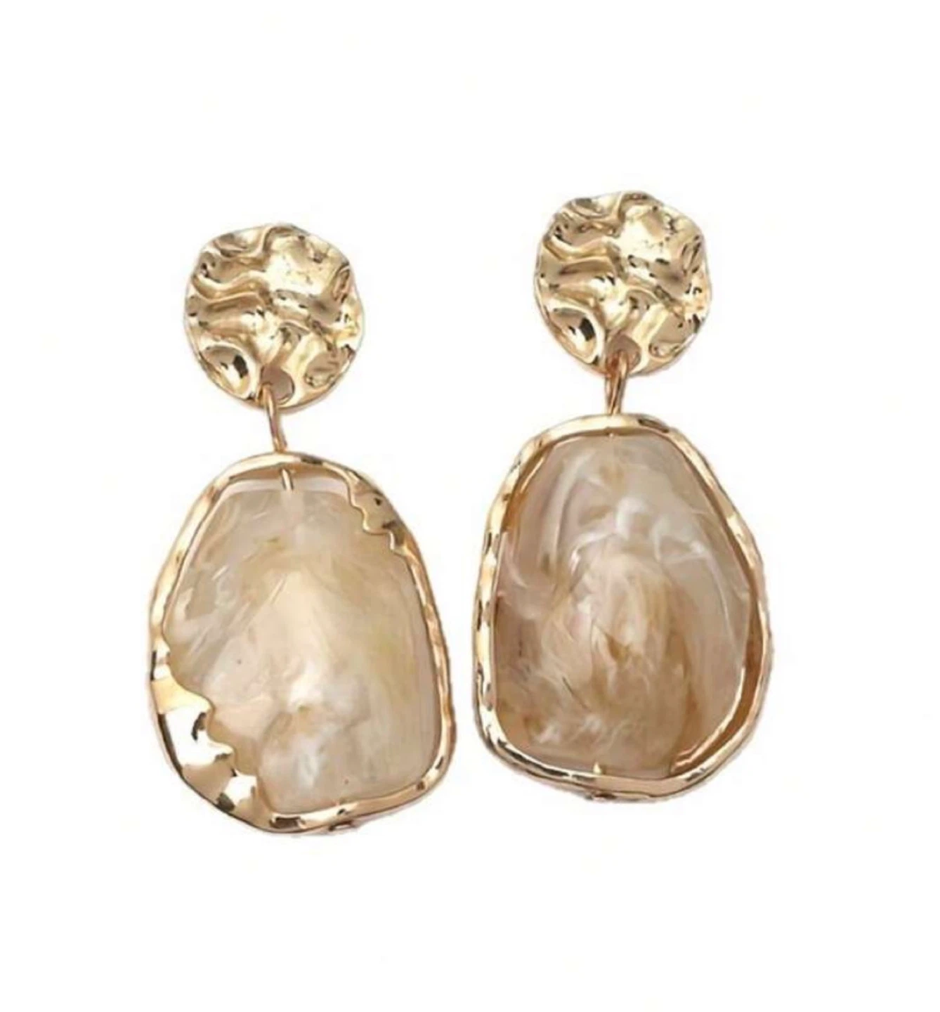 Gold & Cream Resin Drop Earrings - photo 5