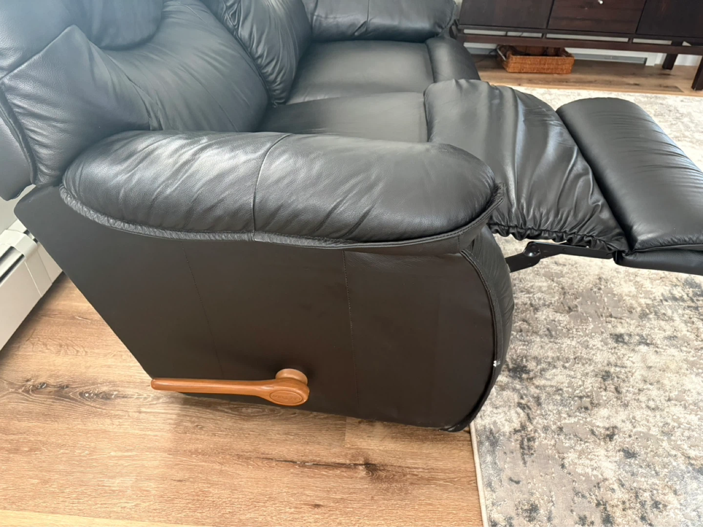 Black Leather Loveseat Recliner - photo 3