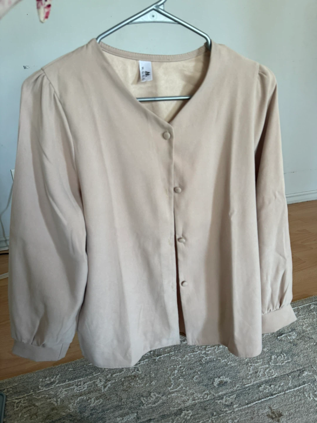 Beige Button-Up Blouse