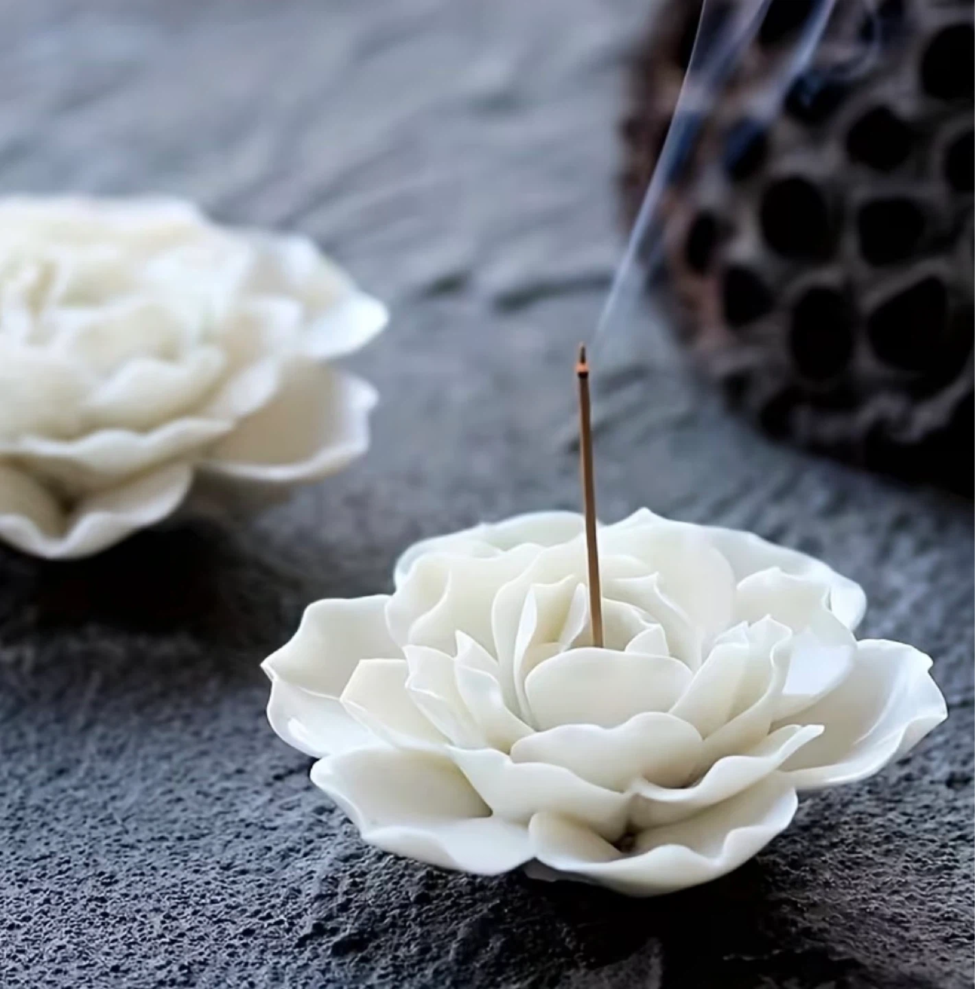 Mini white lotus incense holder