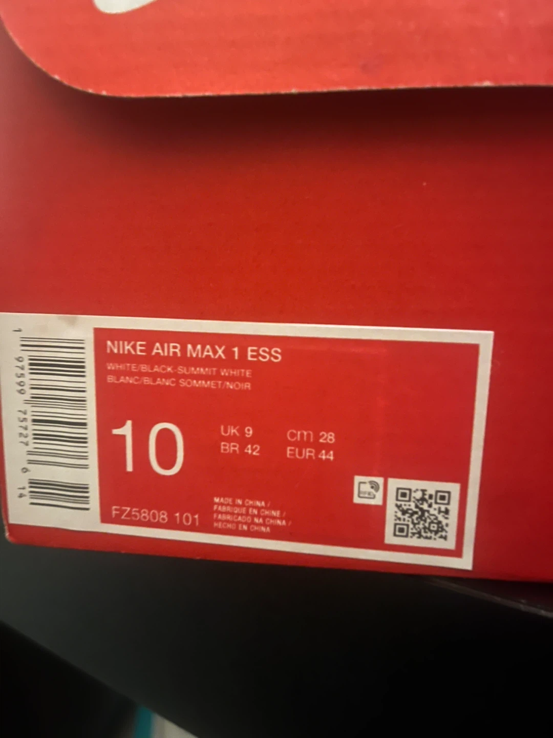 Nike Air Max 1 ESS White/Black Summit Size 10 - photo 3