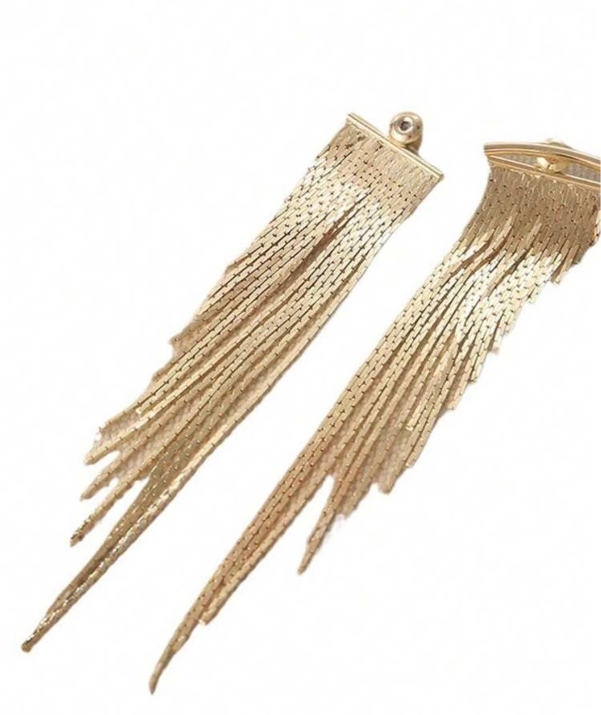 Gold Tassel Fringe Drop Earrings - photo 5