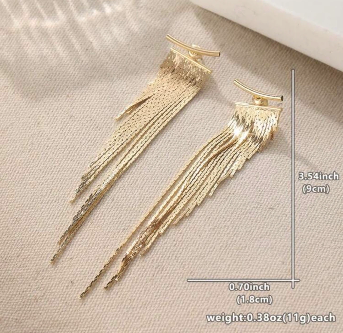 Gold Tassel Fringe Drop Earrings - photo 3