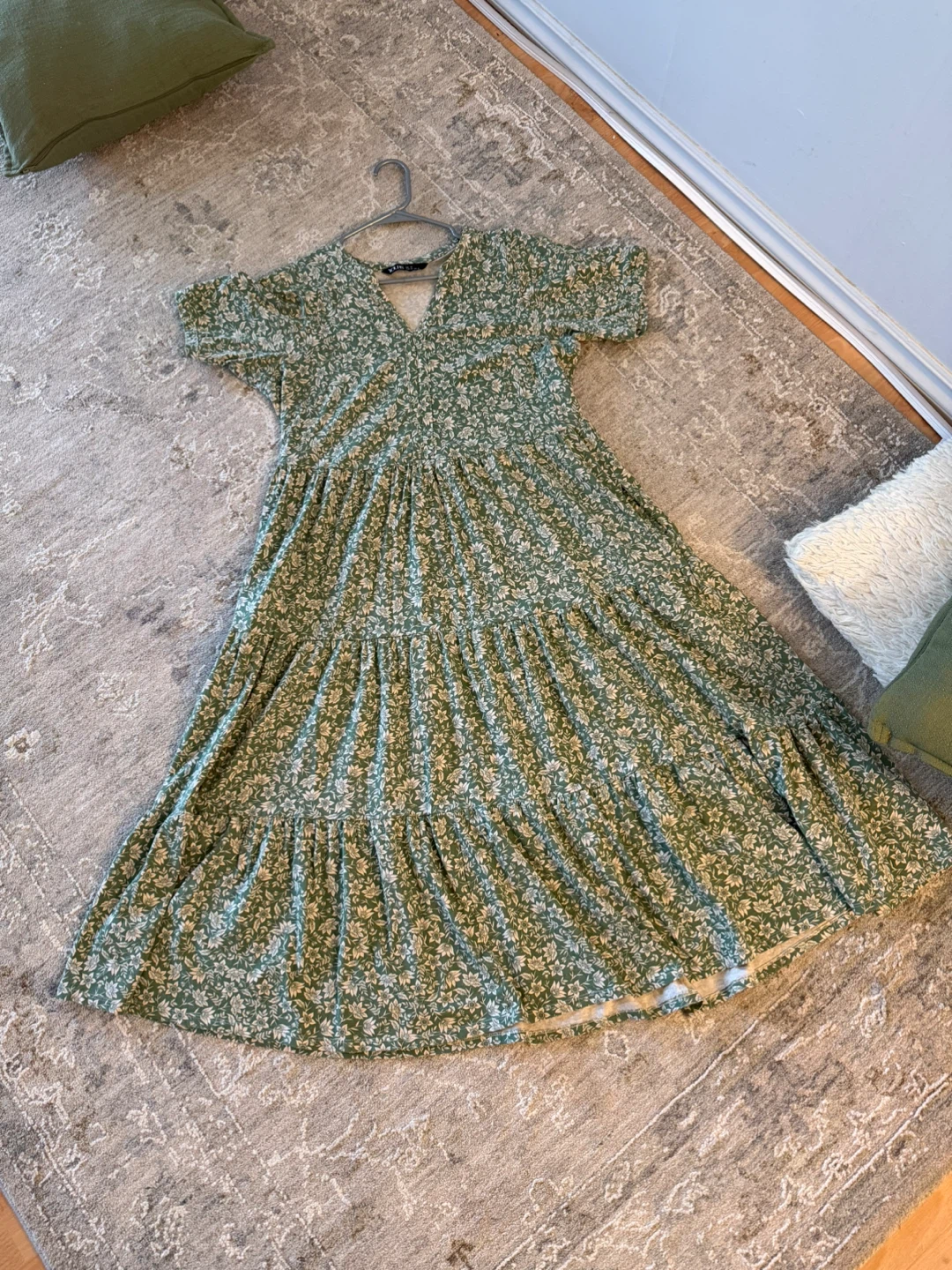 Yours Green Floral Tiered Midi Dress