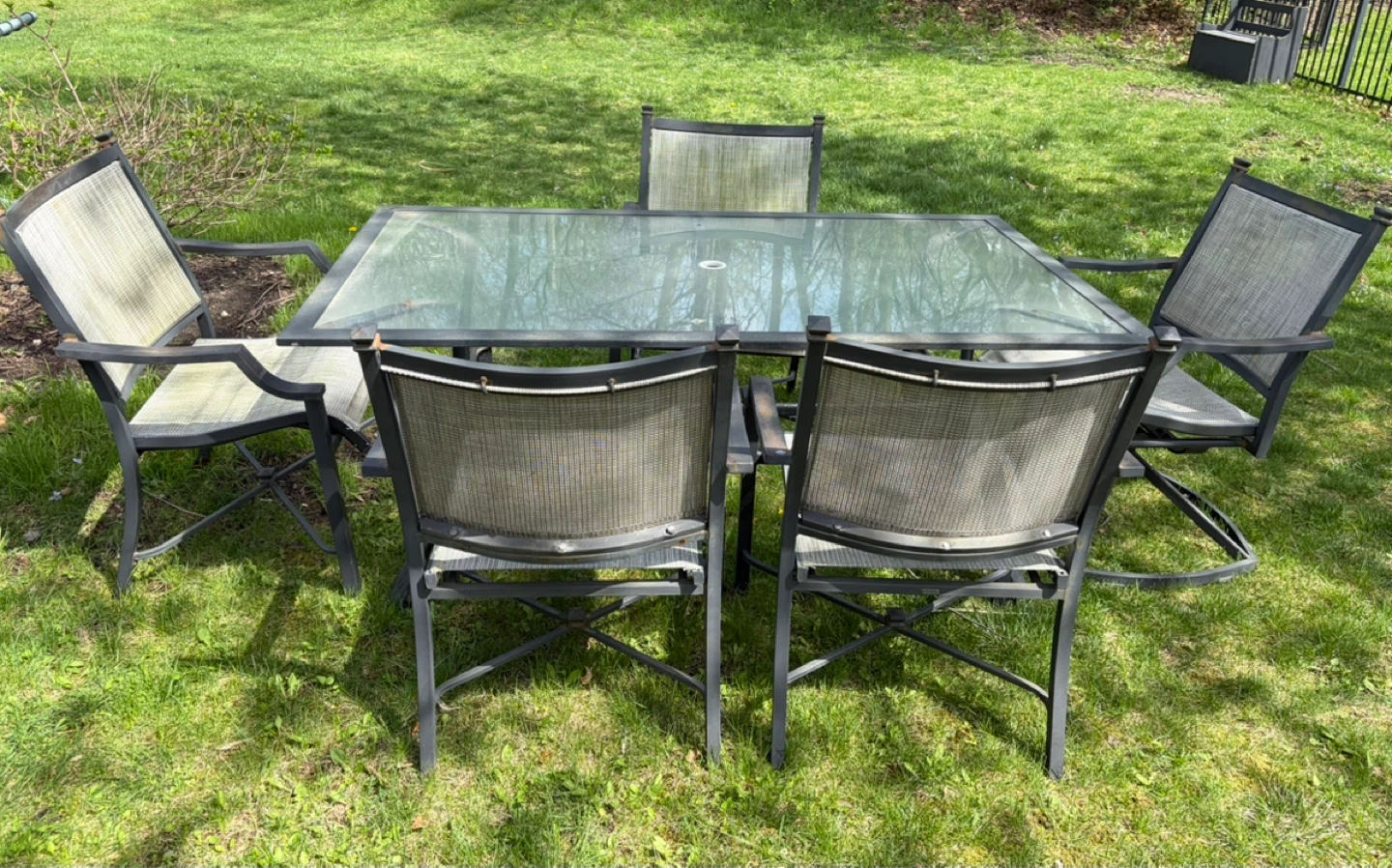 Glass Top Patio Dining Set with 5 Chairs - photo 2