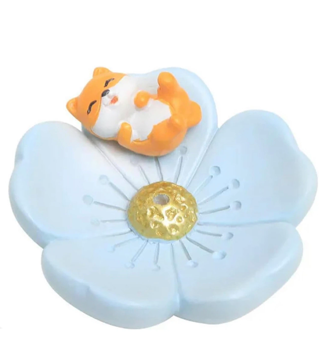 Cute Cat on Flower Incense Holder - photo 2