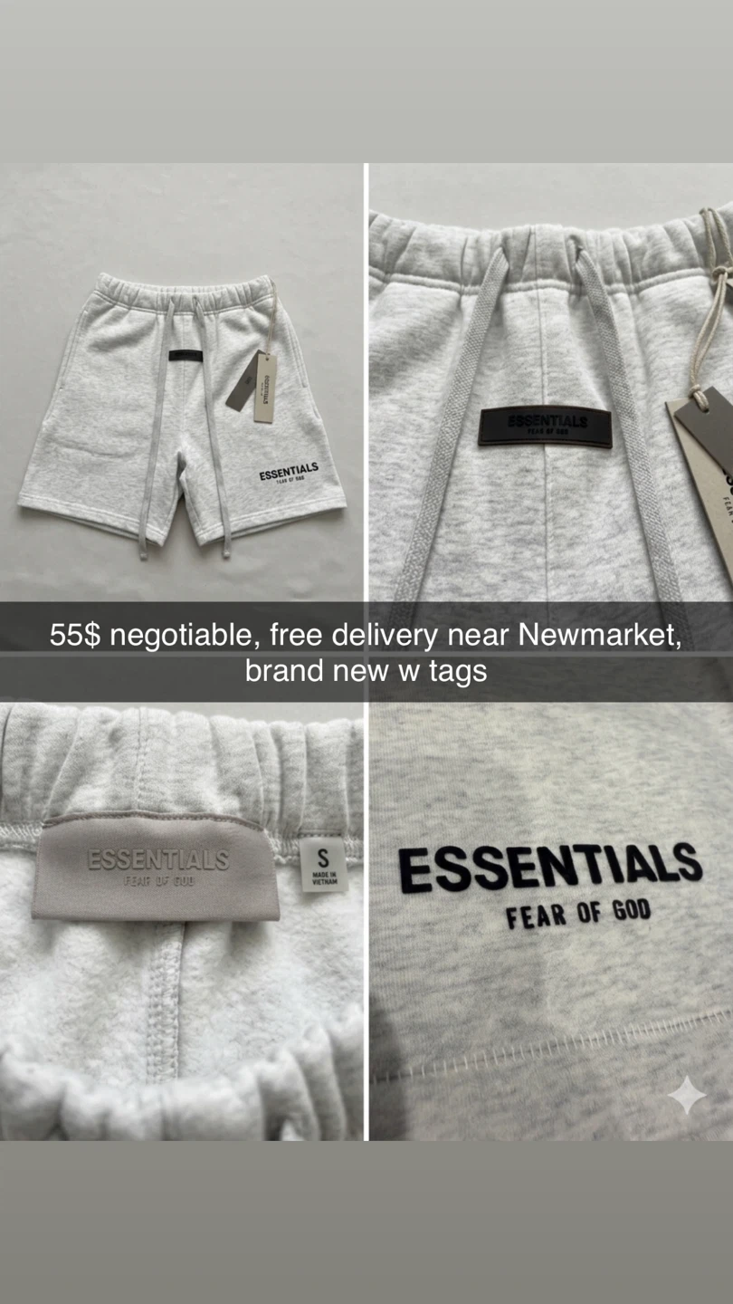 Essentials Fear of God Sweat Shorts - Grey - Size S - photo 2