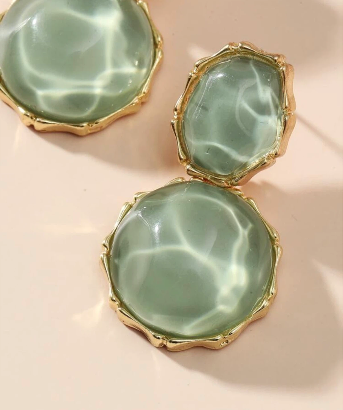Green Jade-Style Drop Earrings - photo 3