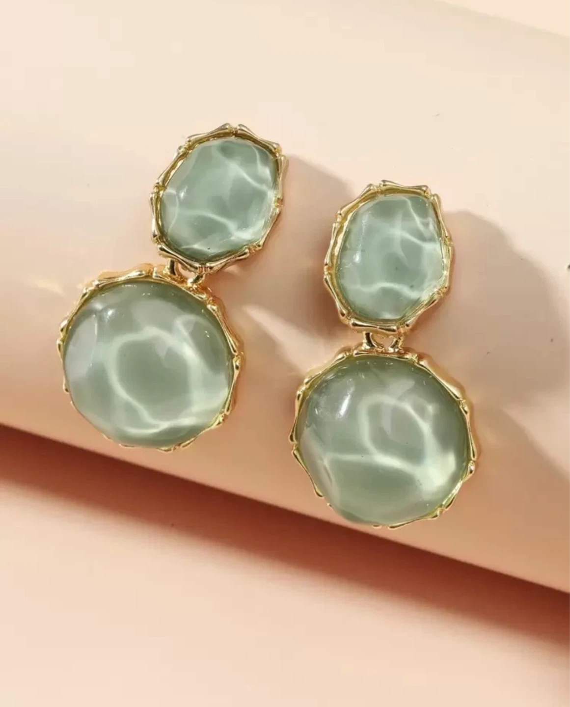 Green Jade-Style Drop Earrings