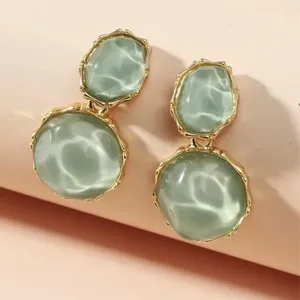 Green Jade-Style Drop Earrings