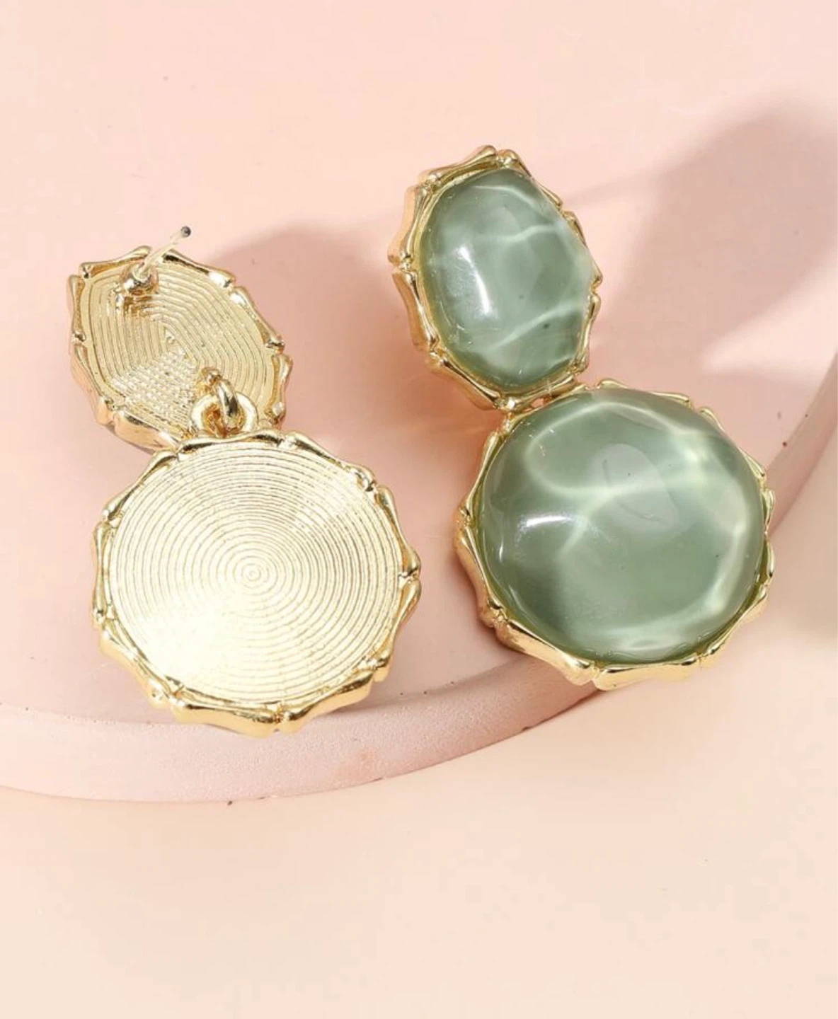 Green Jade-Style Drop Earrings - photo 2