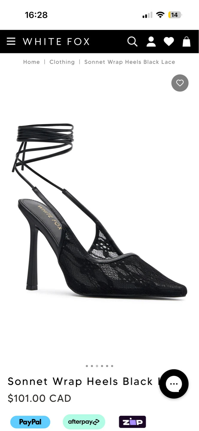 White Fox Black Lace Heels