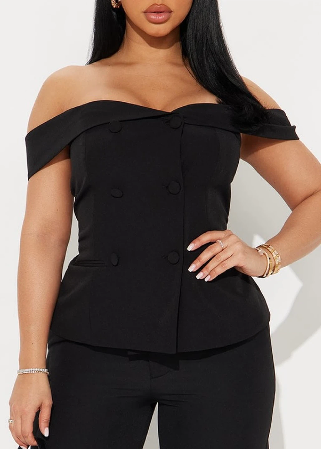 Fashion Nova Black Off-the-Shoulder Blazer Top - photo 3