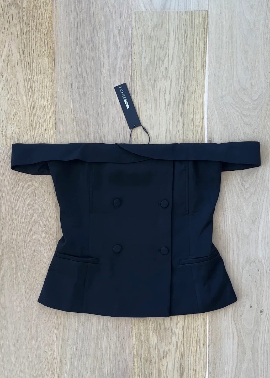 Fashion Nova Black Off-the-Shoulder Blazer Top - photo 4
