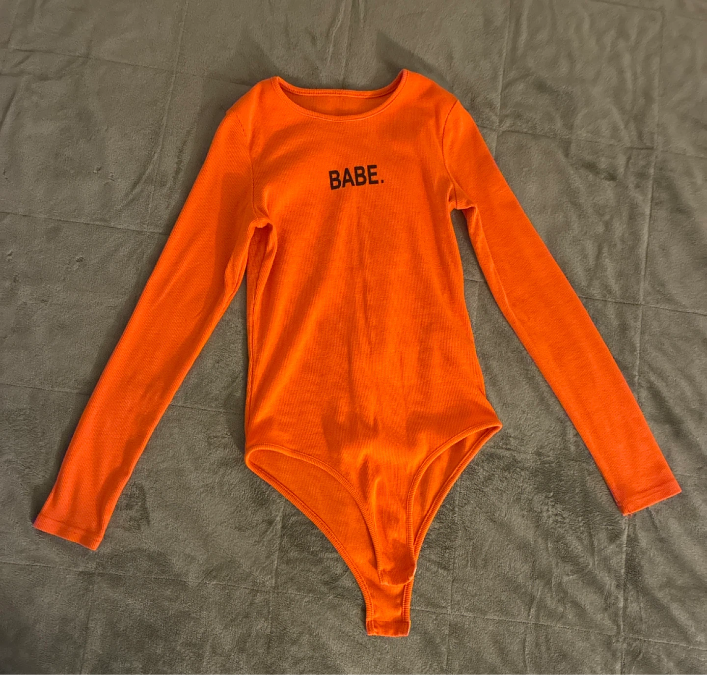 Orange Long Sleeve "Babe" Bodysuit