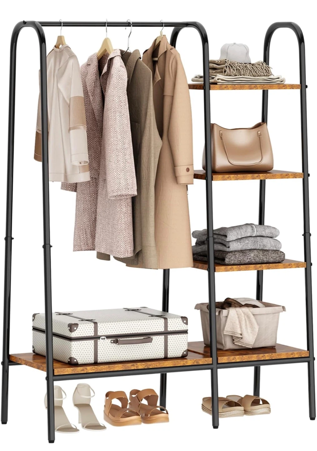 SogesHome Free Standing Clothing Rack with Storage Shelves