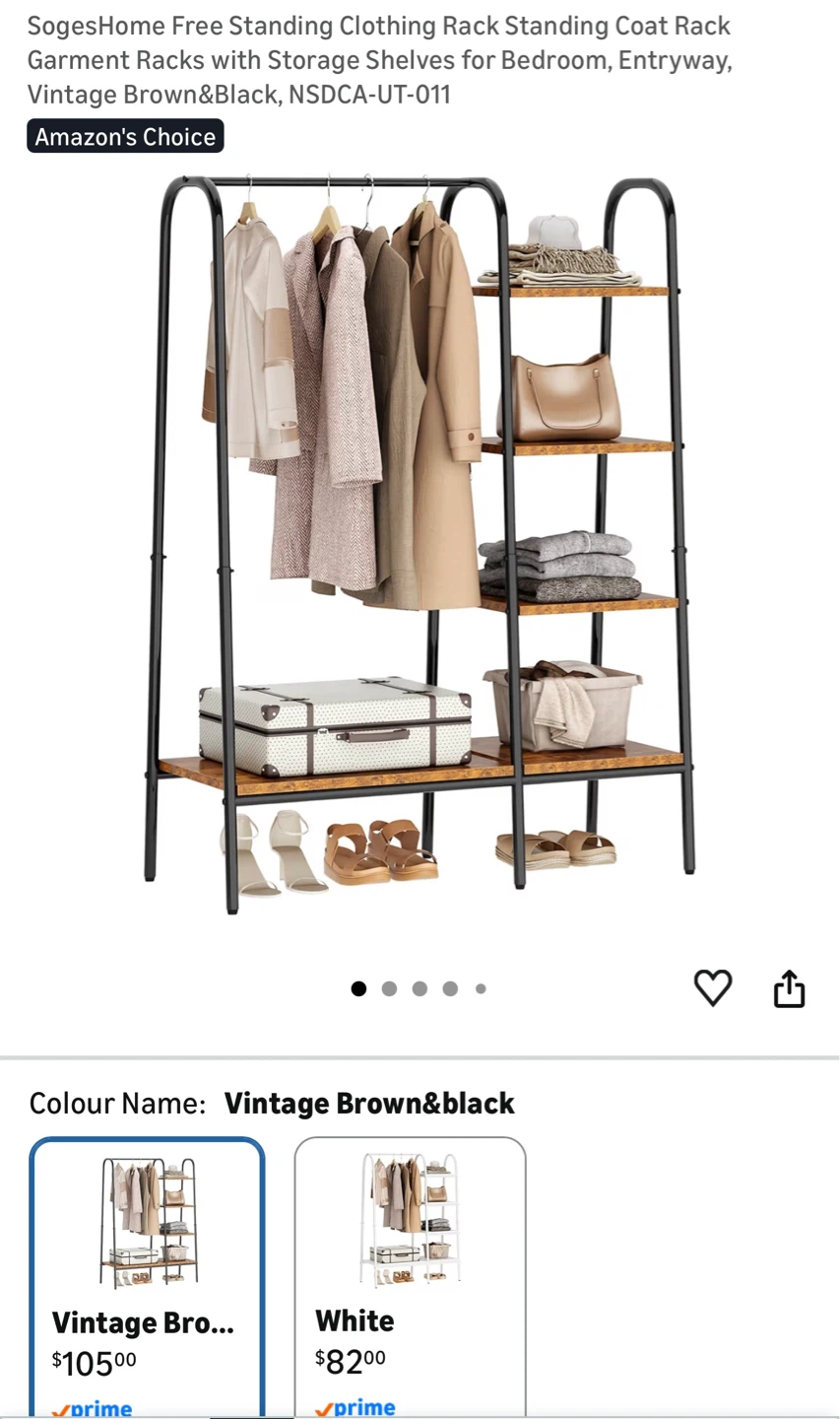 SogesHome Free Standing Clothing Rack with Storage Shelves - photo 3