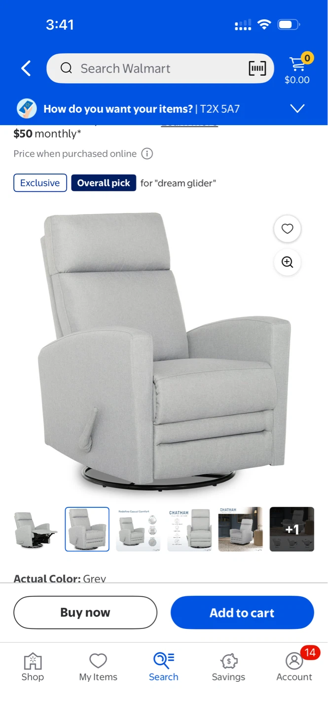 Dream On Me Chatham Swivel Glider Recliner - Grey - photo 3
