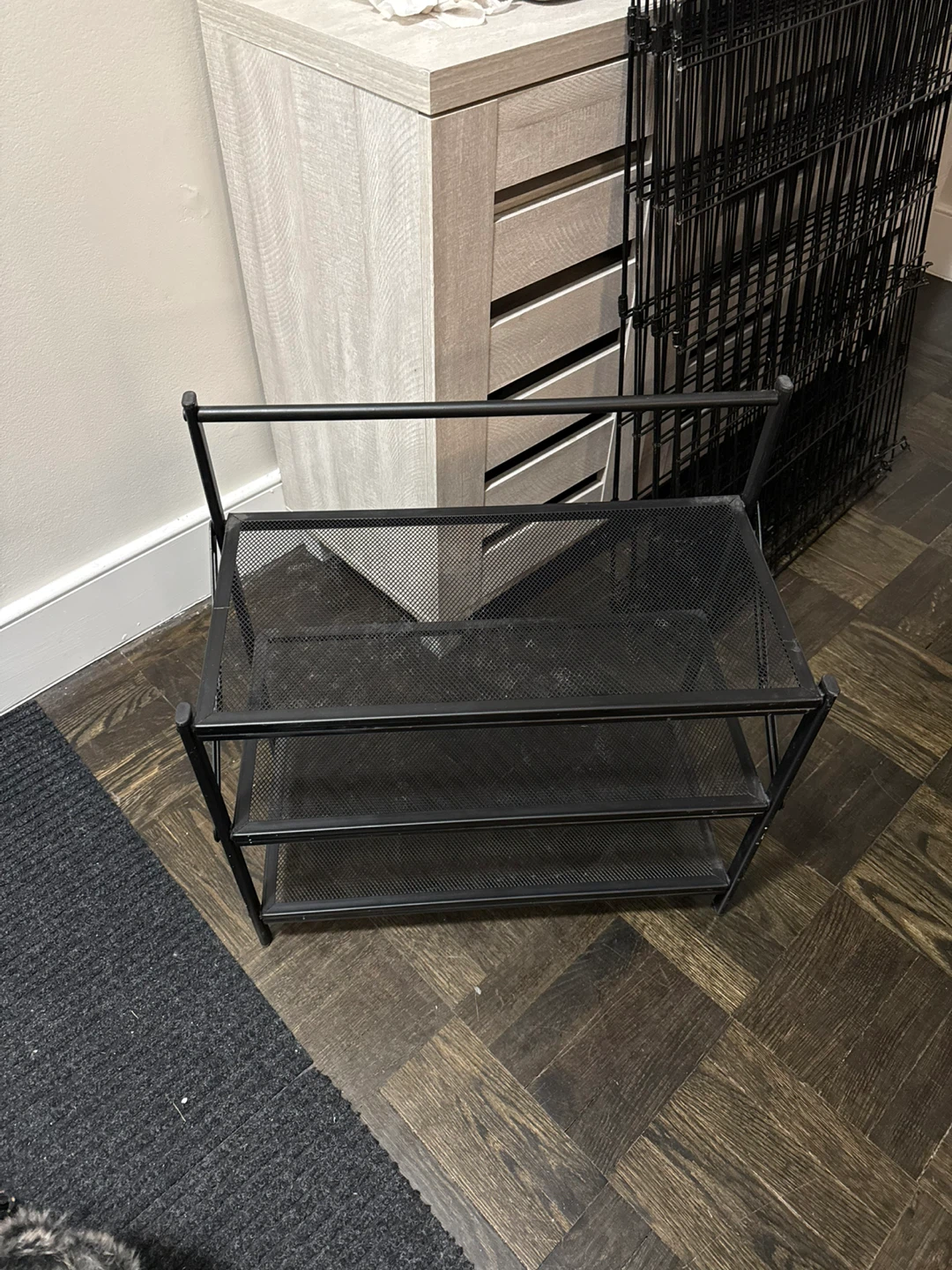 3-Tier Black Mesh Shoe Rack