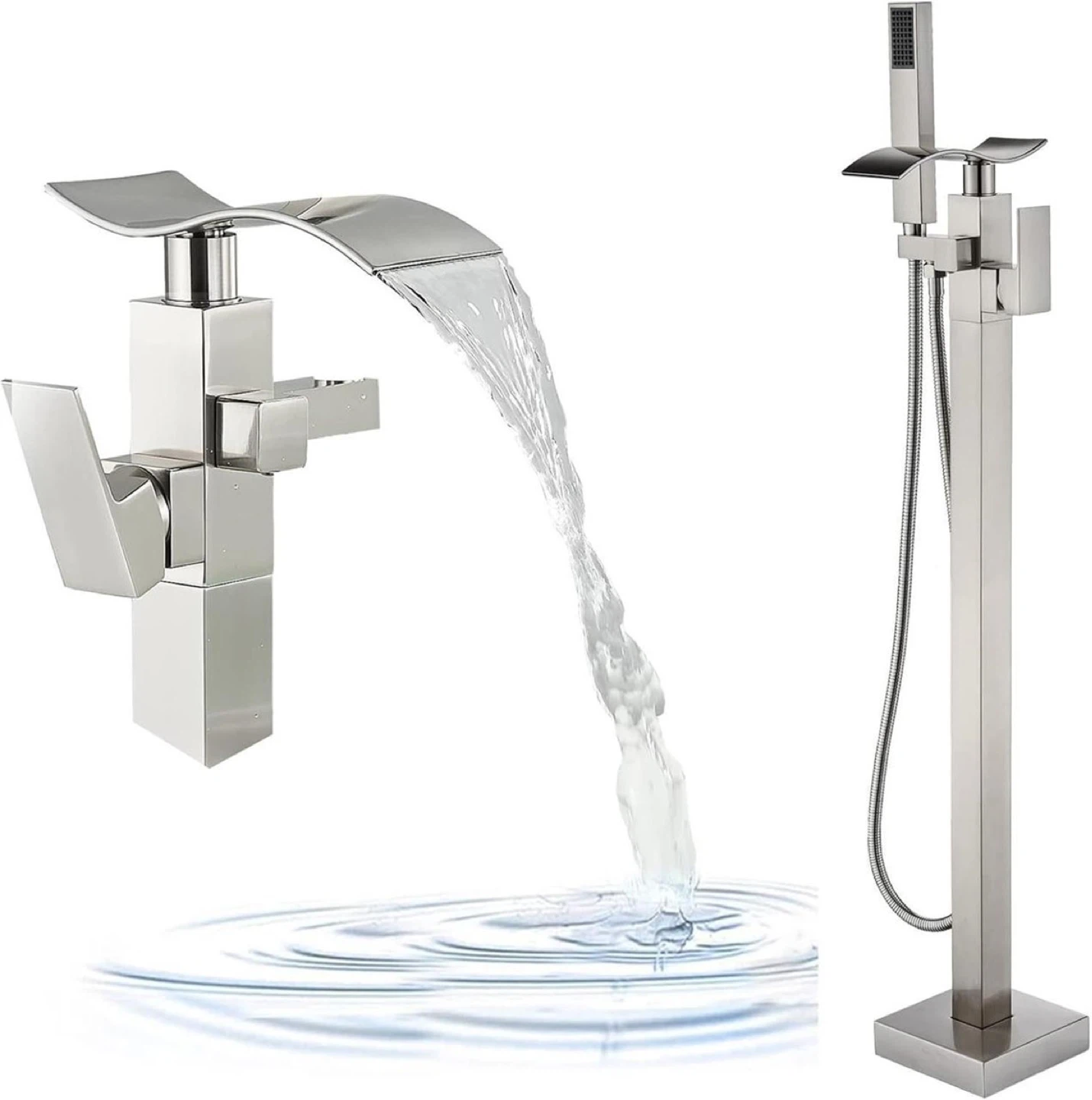 Waterfall Tub Faucet with Handheld Shower