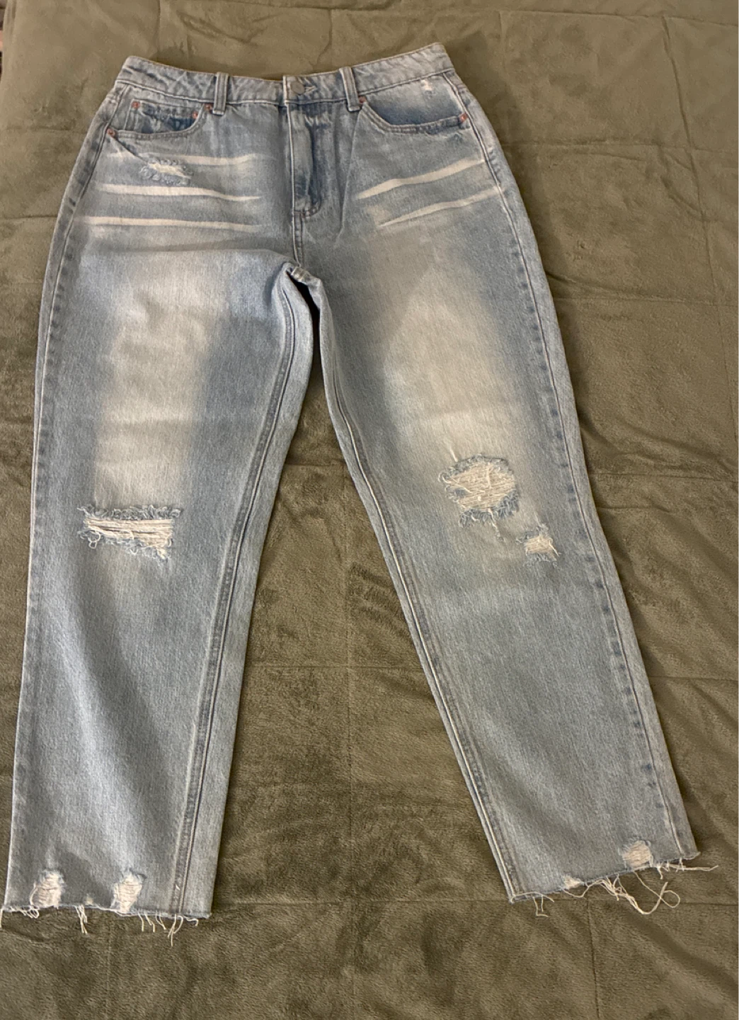 Light Wash Distressed Denim Jeans