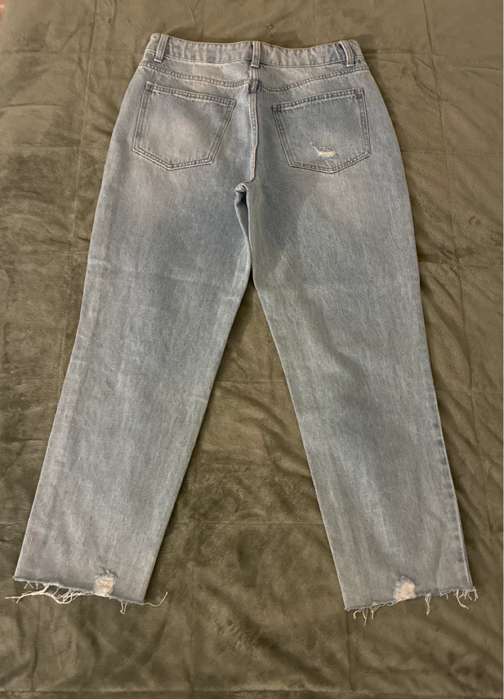 Light Wash Distressed Denim Jeans - photo 2