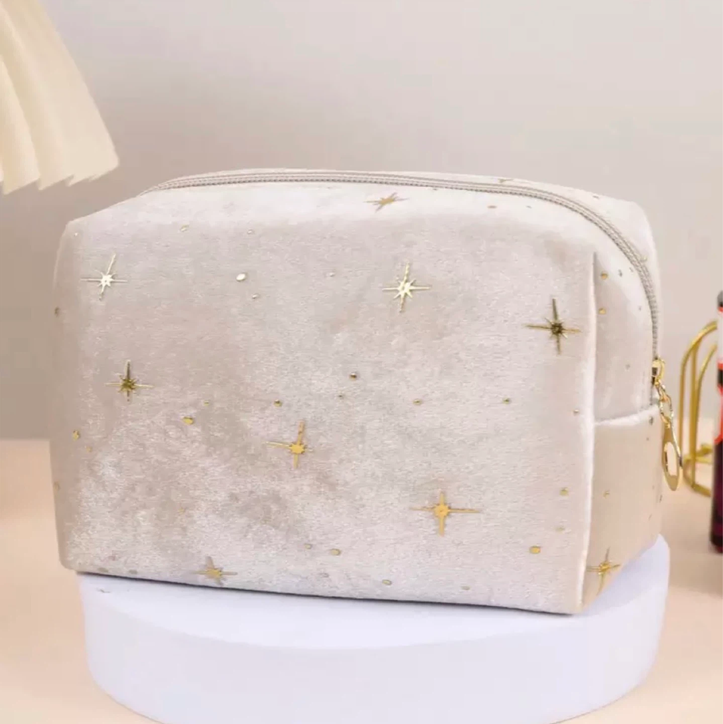 Velvet Makeup Bag with Gold Stars - photo 2