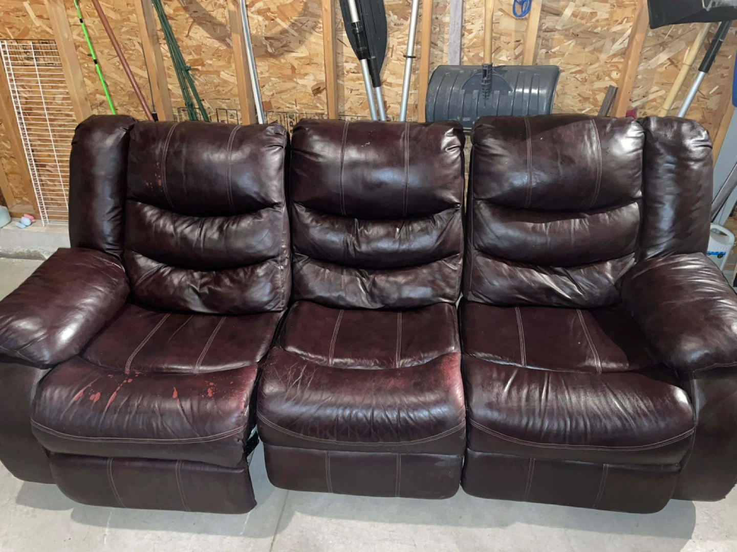 Dark Brown Leather Reclining Sofa