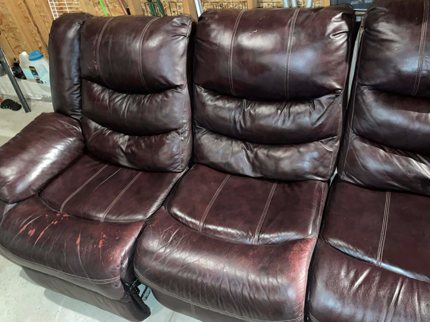 Dark Brown Leather Reclining Sofa - photo 2