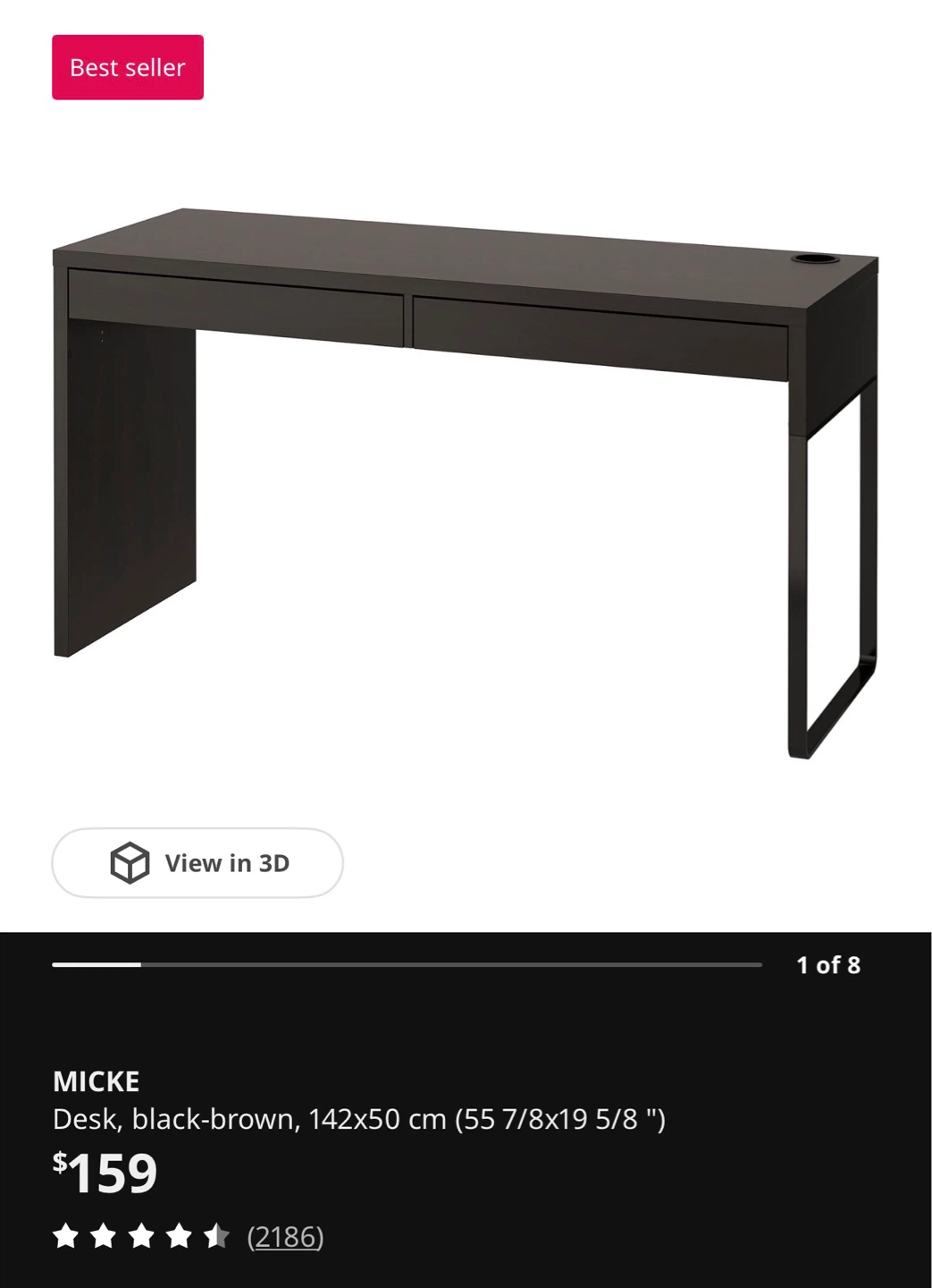IKEA MICKE Desk Black-Brown