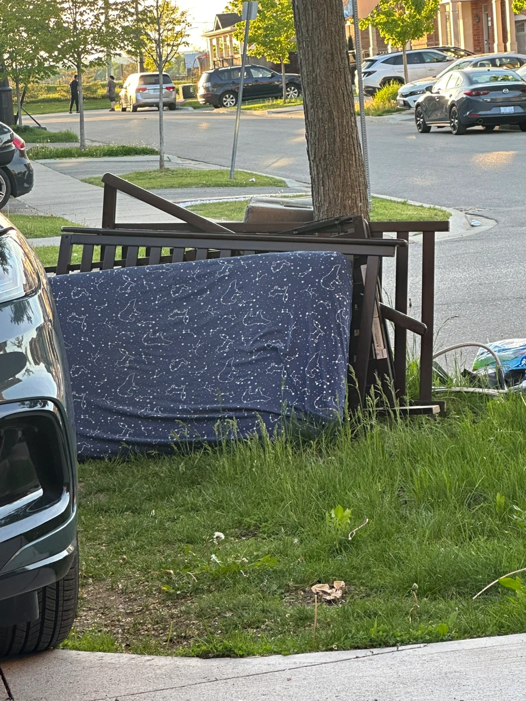 Dark Wood Crib with mattress