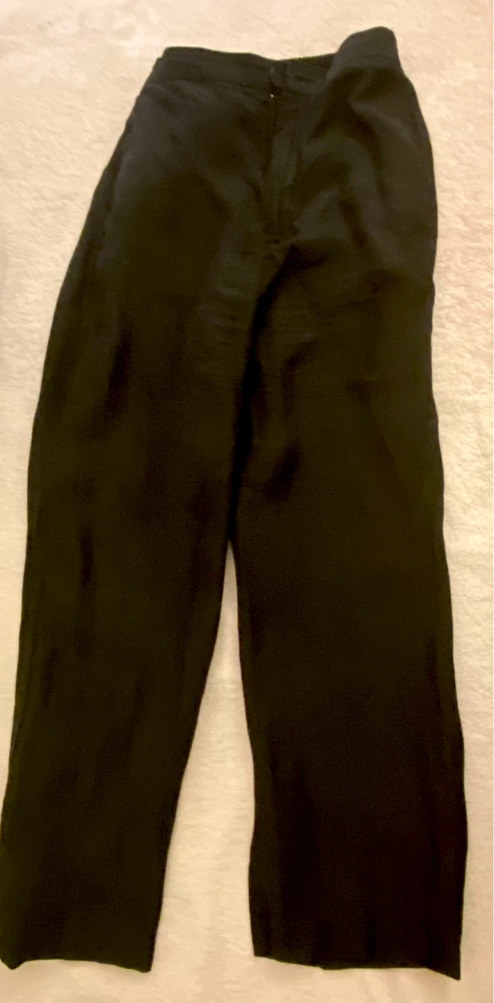 Zara Black Linen Blend Wide Leg Pants Size Medium - photo 3