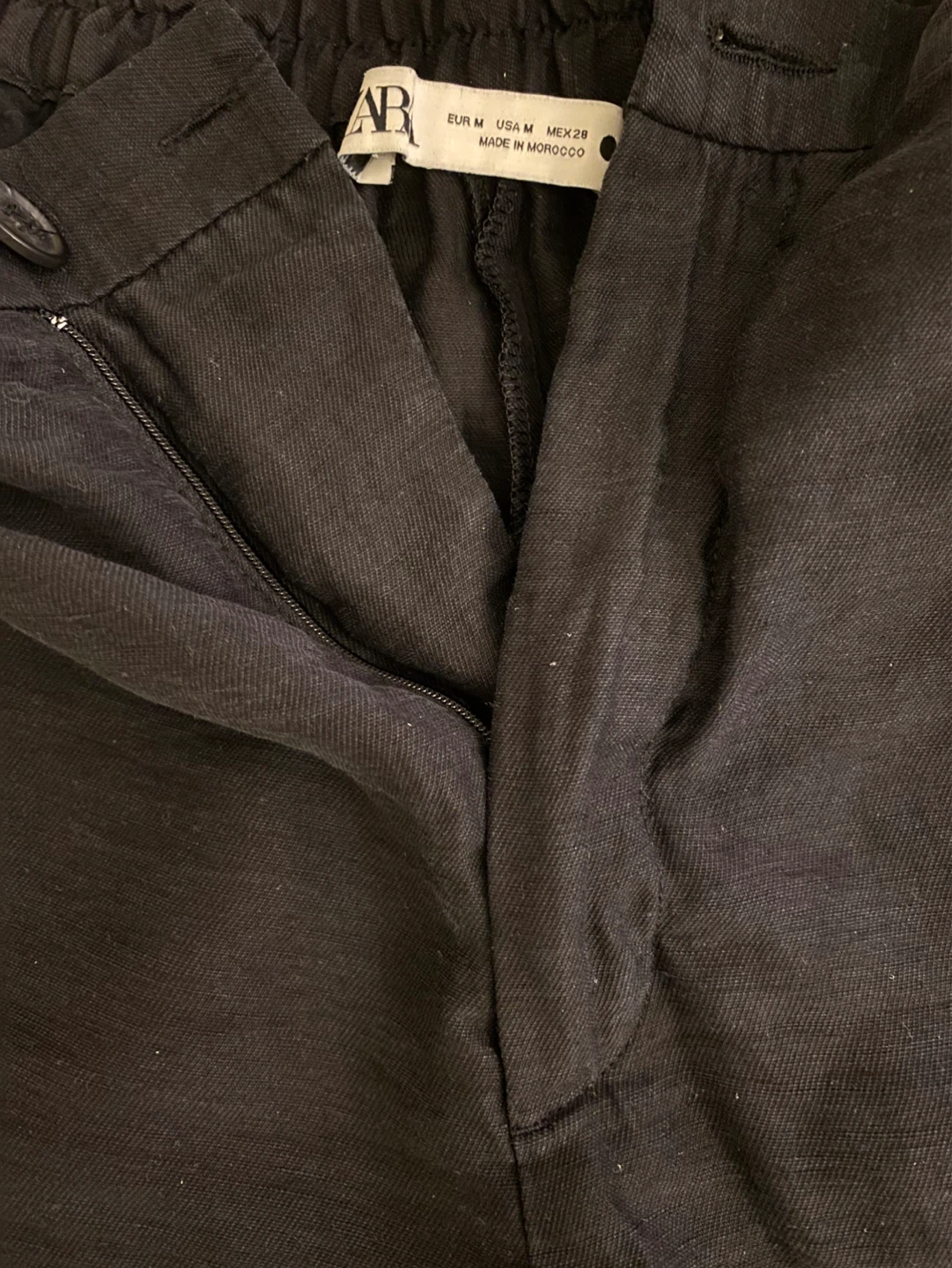 Zara Black Linen Blend Wide Leg Pants Size Medium