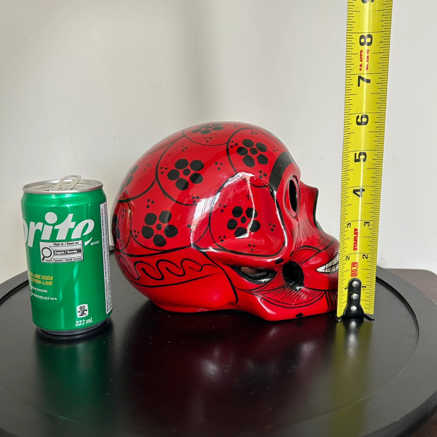 Vibrant Red Mexican Ceramic Skull – Hand-Painted - photo 3