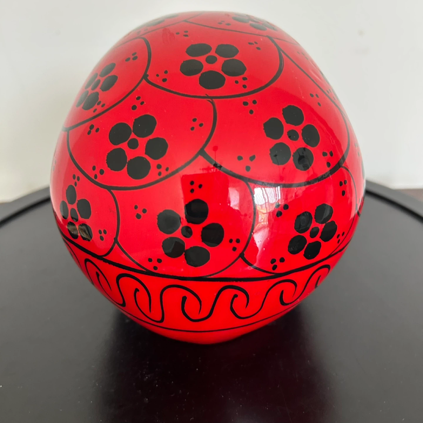 Vibrant Red Mexican Ceramic Skull – Hand-Painted - photo 5