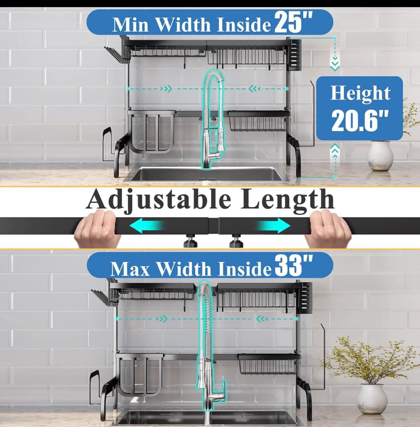 Adjustable Over-the-Sink Dish Drying Rack Set - photo 2