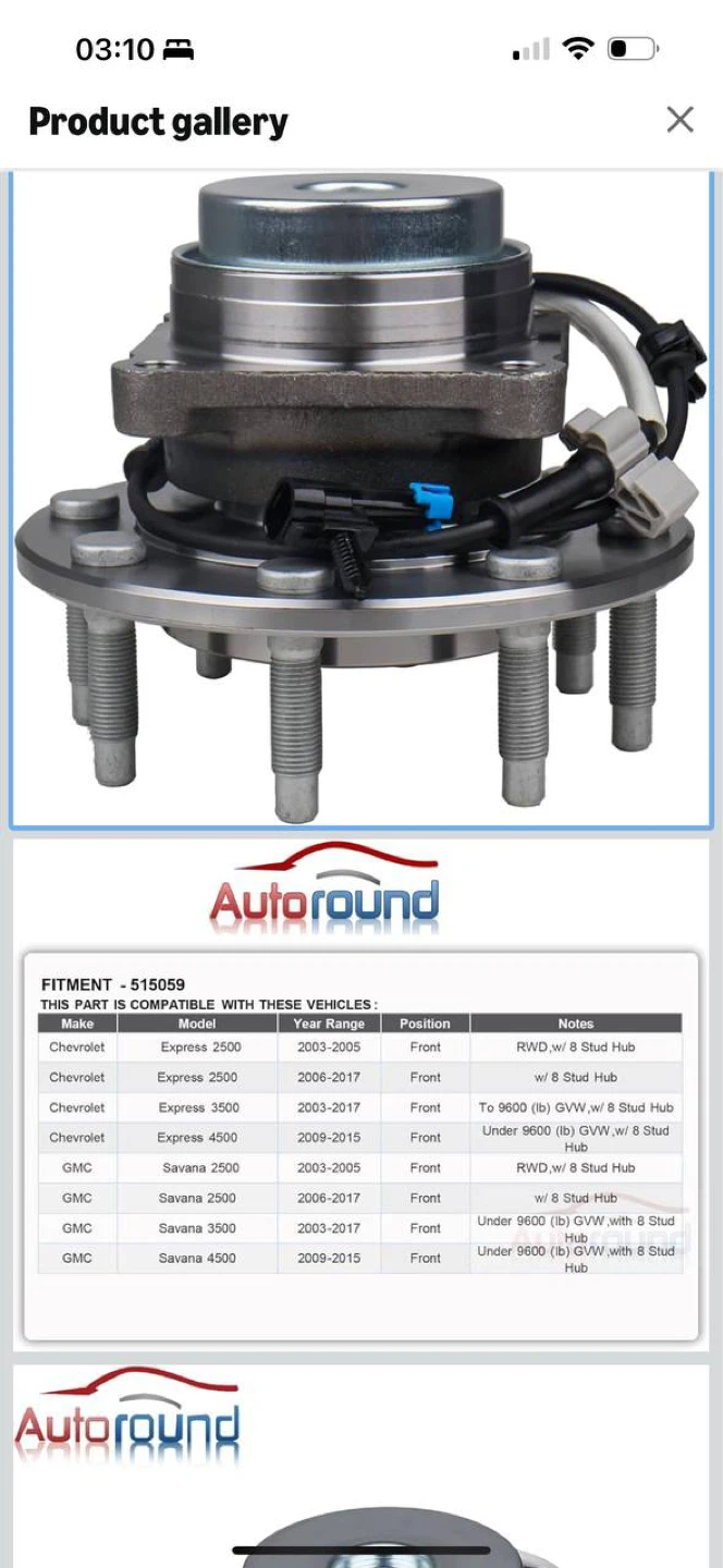 Autoround 515059 Front Wheel Hub & Bearing Assembly 🔥