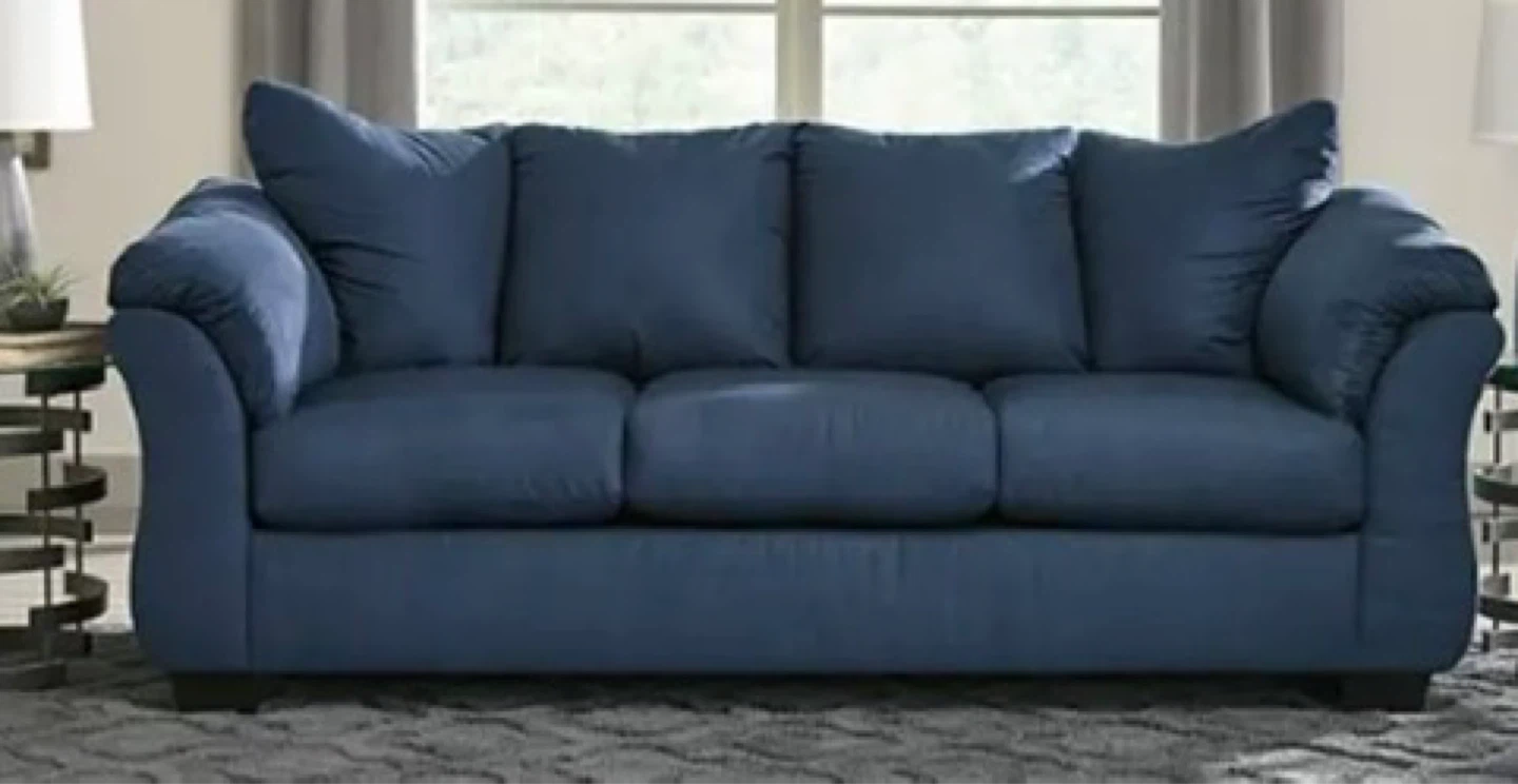 Blue Sofa with Plush Cushions - photo 2