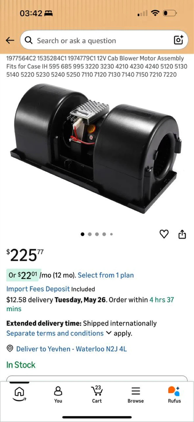 Case IH Cab Blower Motor Assembly 12V 🔥 Fits Case IH tractors,
