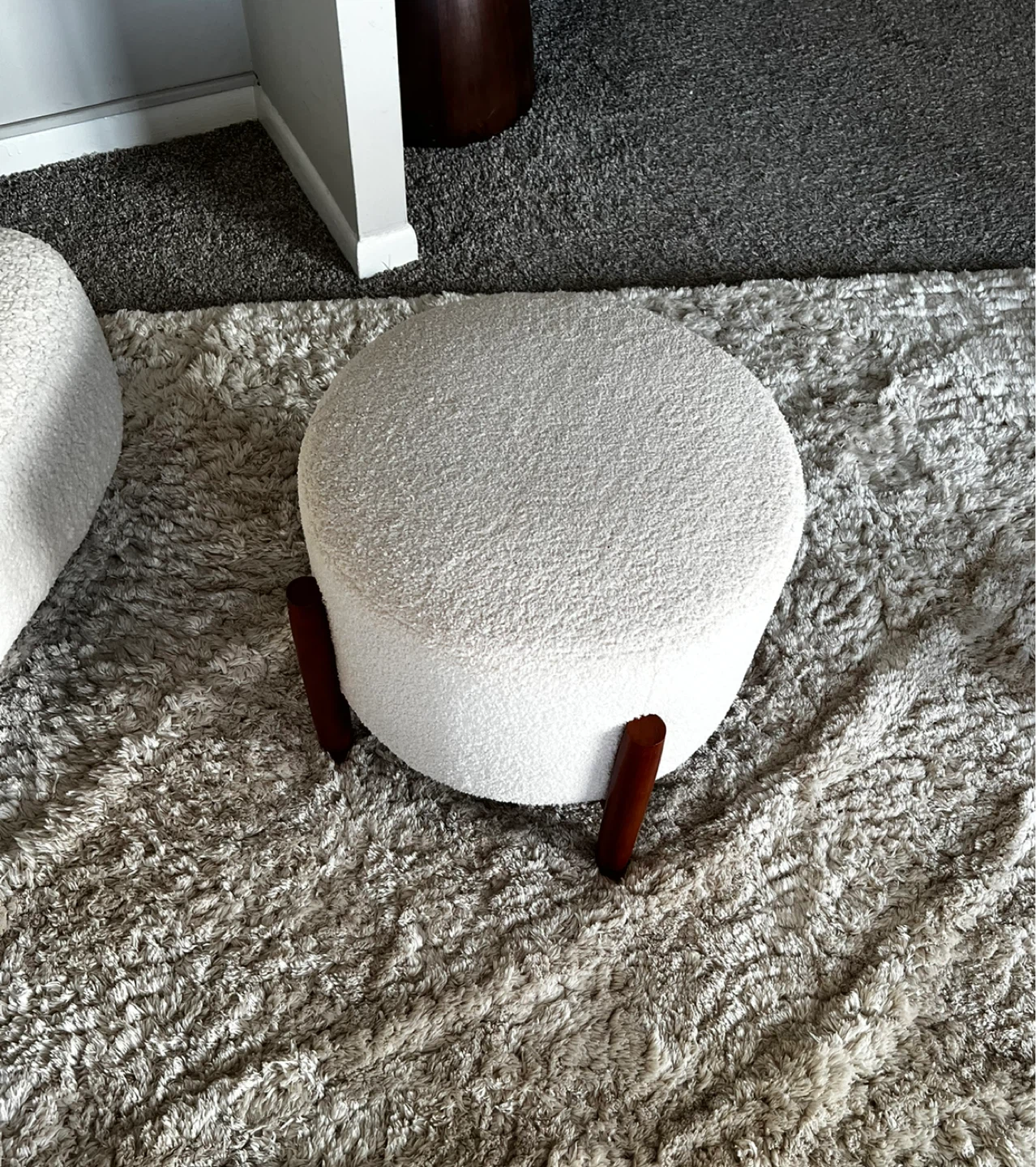 White Boucle Ottoman Footrest