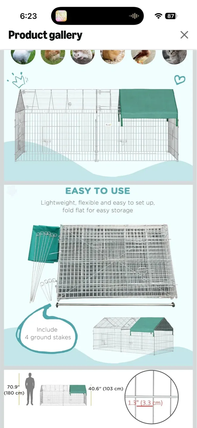 PawHut Large Outdoor Pet Playpen - photo 3
