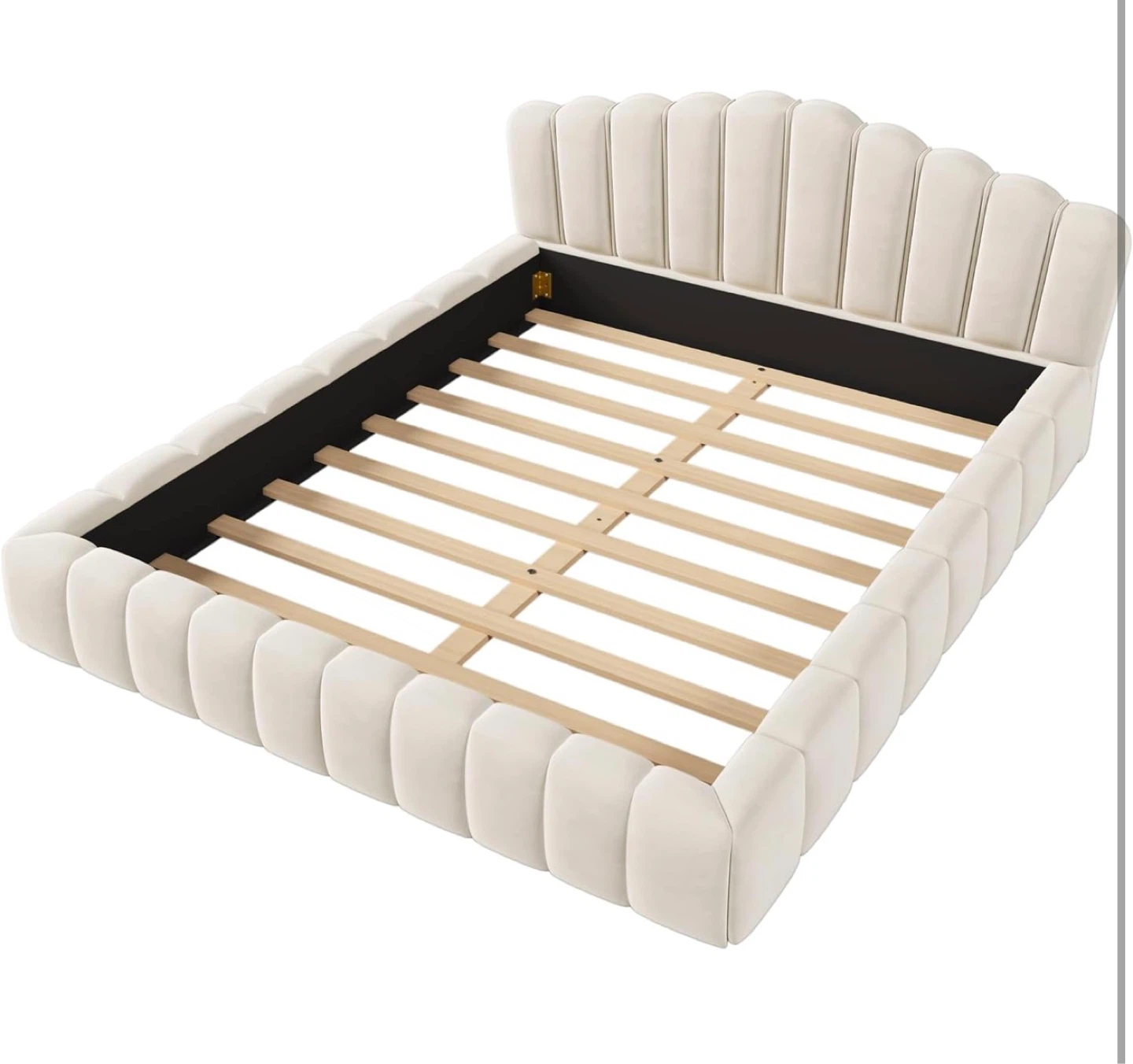 White Upholstered Platform Bed Frame - photo 3