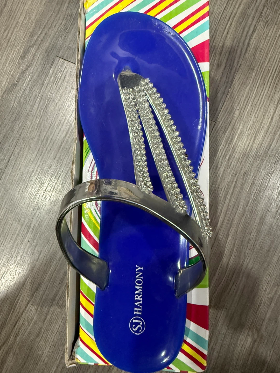 Women’s SJ Harmony Blue Embellished Flip Flops