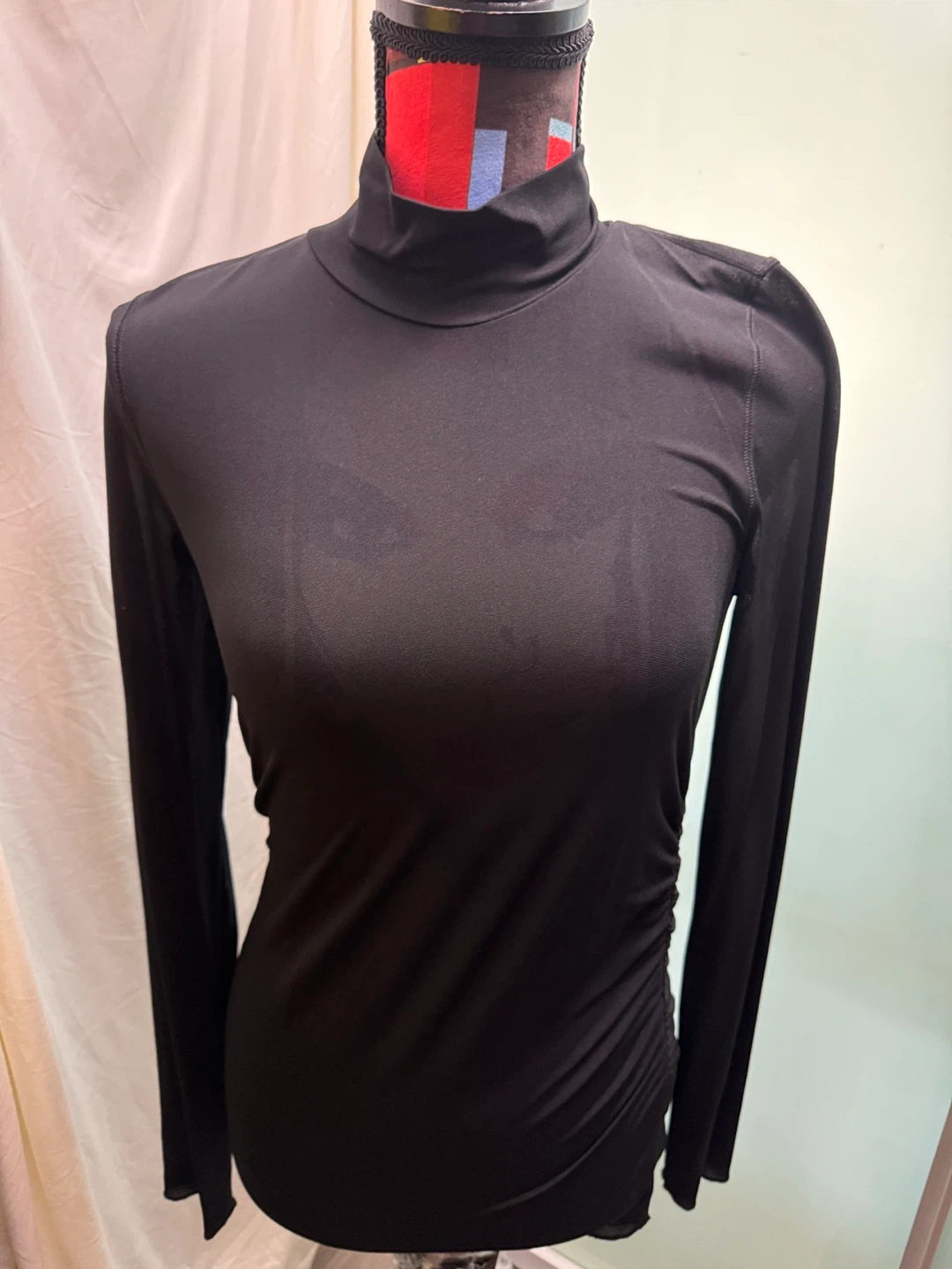 Wilfred Black Ruched Turtleneck Top
