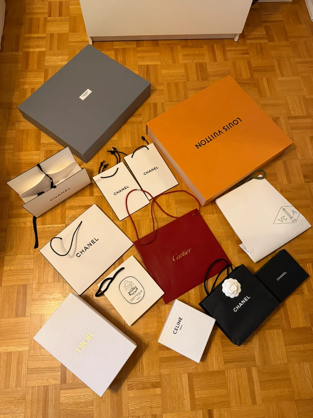 Cartier,Vanclef,LV and Chanel Gift Bag and Boxes