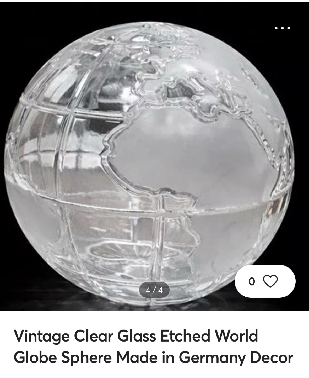 Glass Etched World Globe Sphere Decor - photo 2