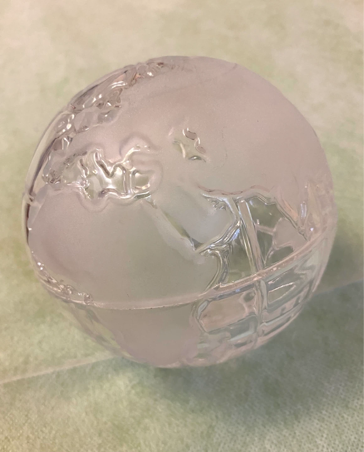 Glass Etched World Globe Sphere Decor