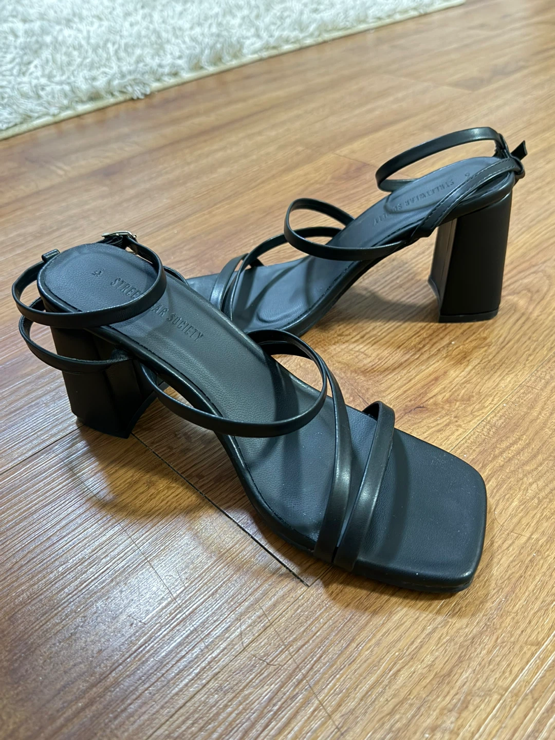 Black Strappy Block Heels