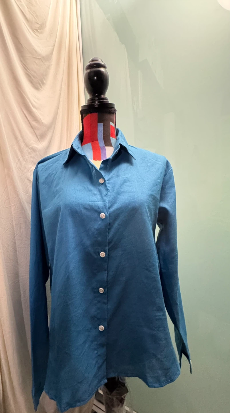 OAK + FORT Blue Long Sleeve Button-Up Shirt